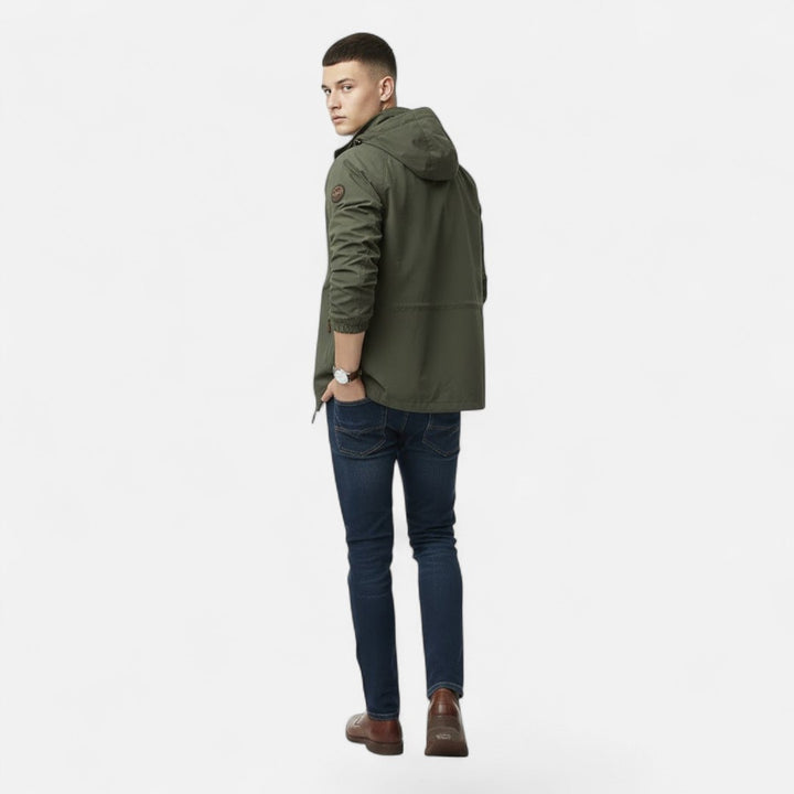 Solid-Colour Stand-Collar Outdoor Jacket