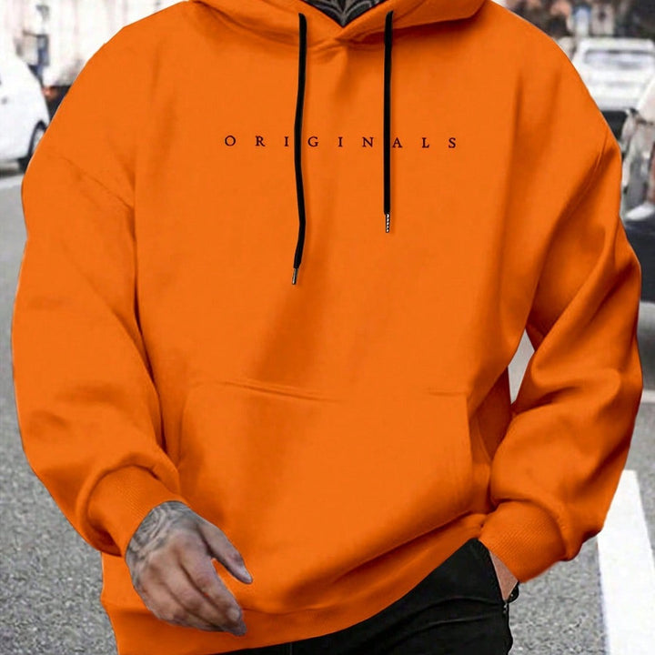 Graphic Print Hooded Sweatshirt - Orange
