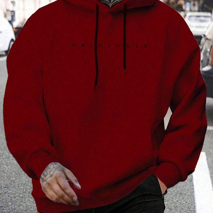 Graphic Print Hooded Sweatshirt - Red