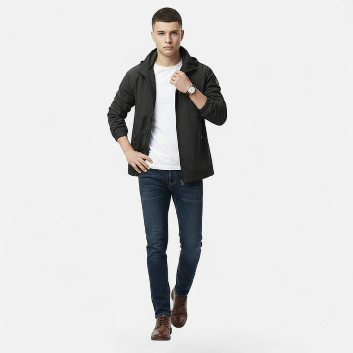 Solid-Colour Stand-Collar Outdoor Jacket