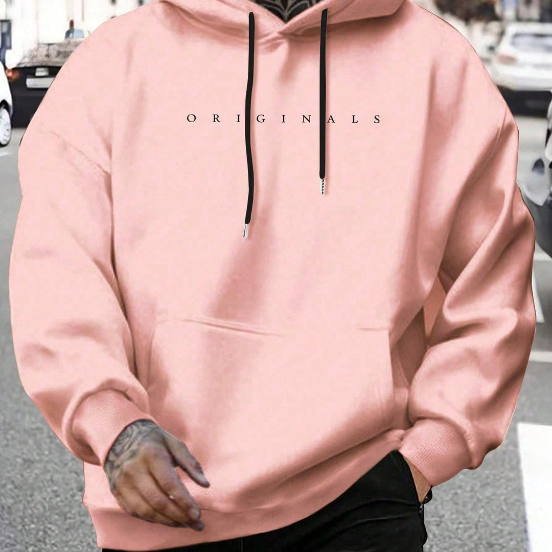 Graphic Print Hooded Sweatshirt - Pink