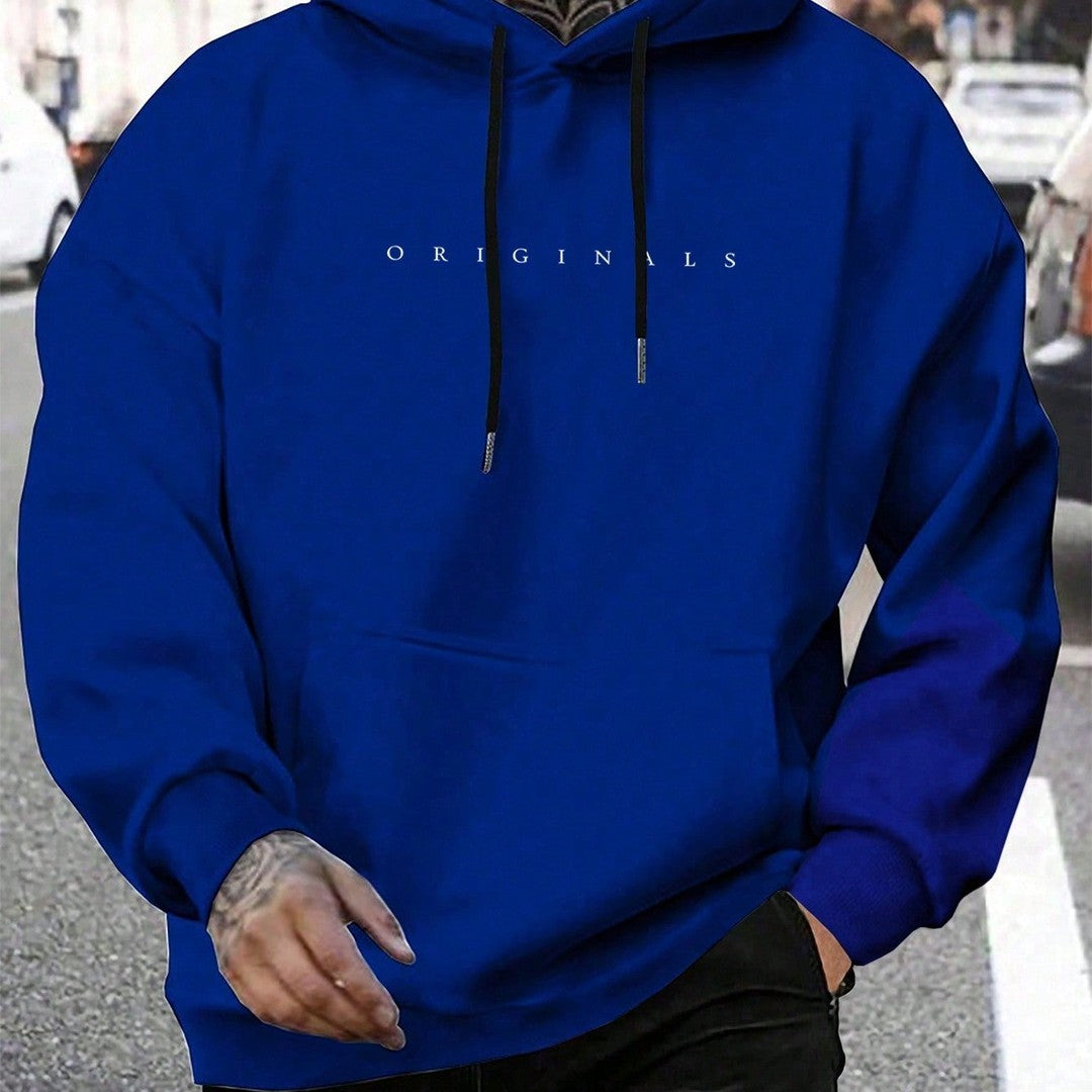 Graphic Print Hooded Sweatshirt - Dark Blue