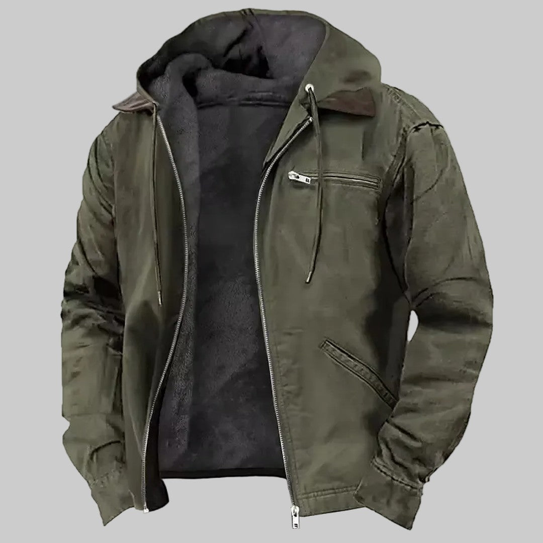 Fleece-Lined Hooded Shell Jacket