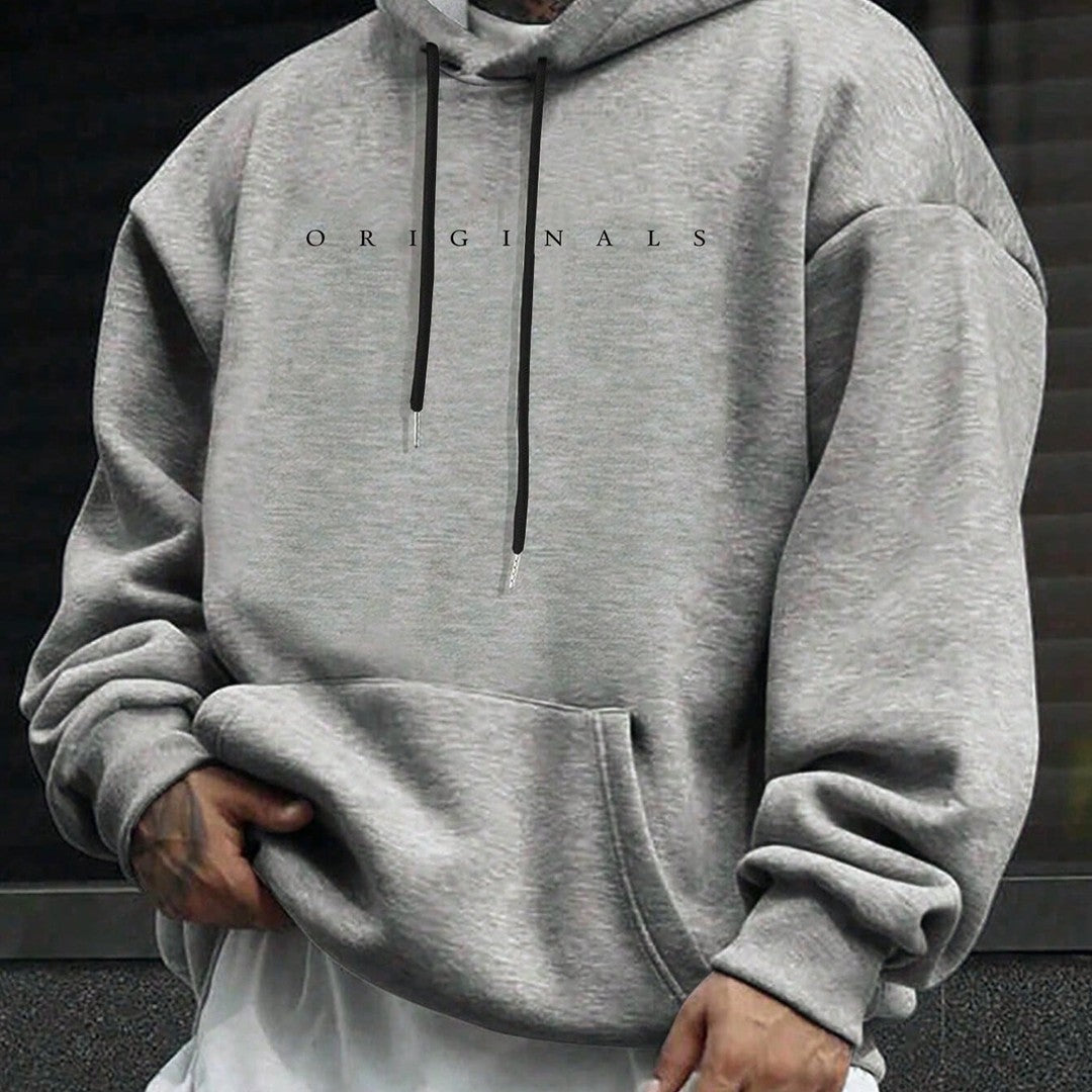 Graphic Print Hooded Sweatshirt - Grey