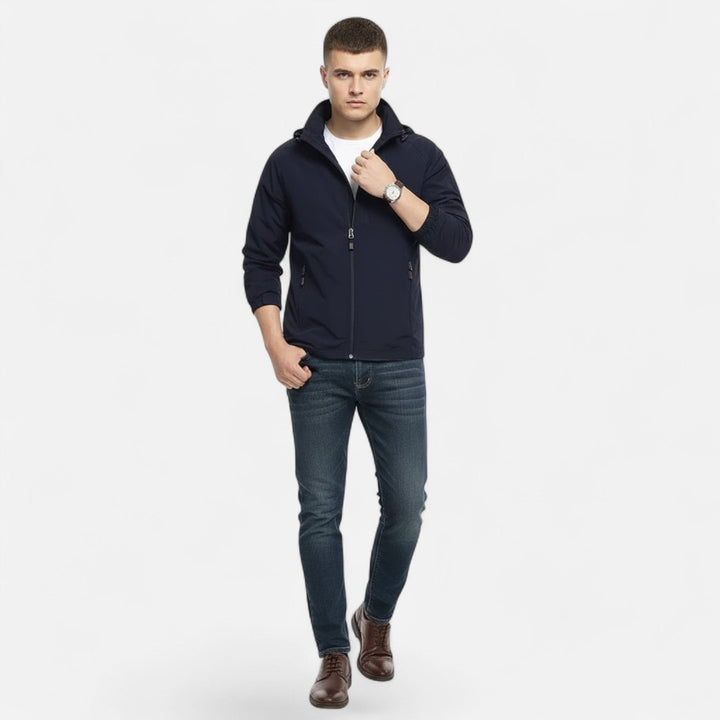 Solid-Colour Stand-Collar Outdoor Jacket