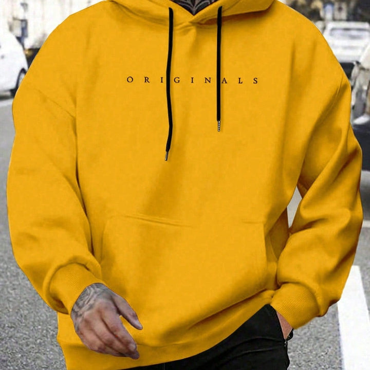 Graphic Print Hooded Sweatshirt - Yellow