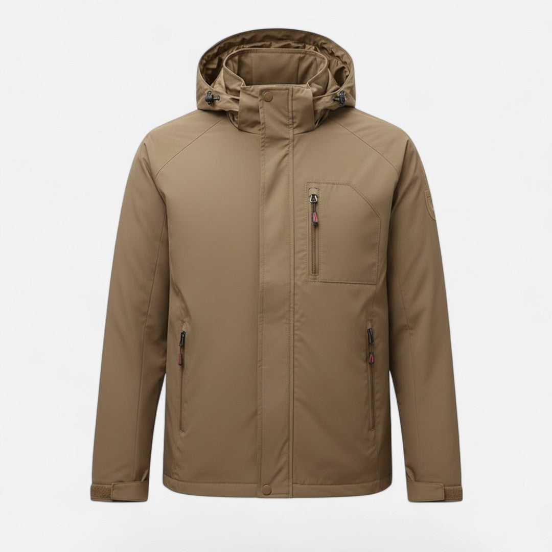 Solid-Colour Stand-Collar Outdoor Jacket