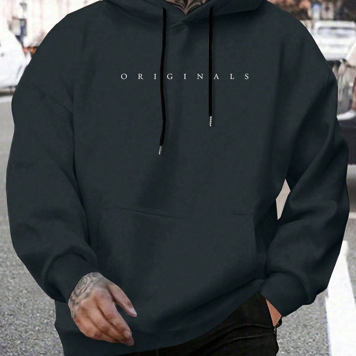 Graphic Print Hooded Sweatshirt - Black