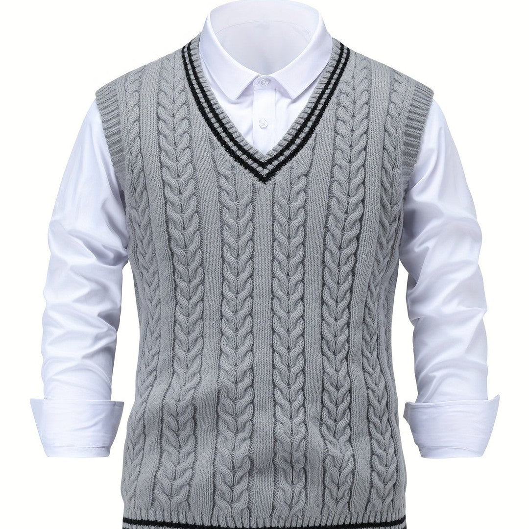 Gideon | Cable-Knit V-Neck Sweater Vest