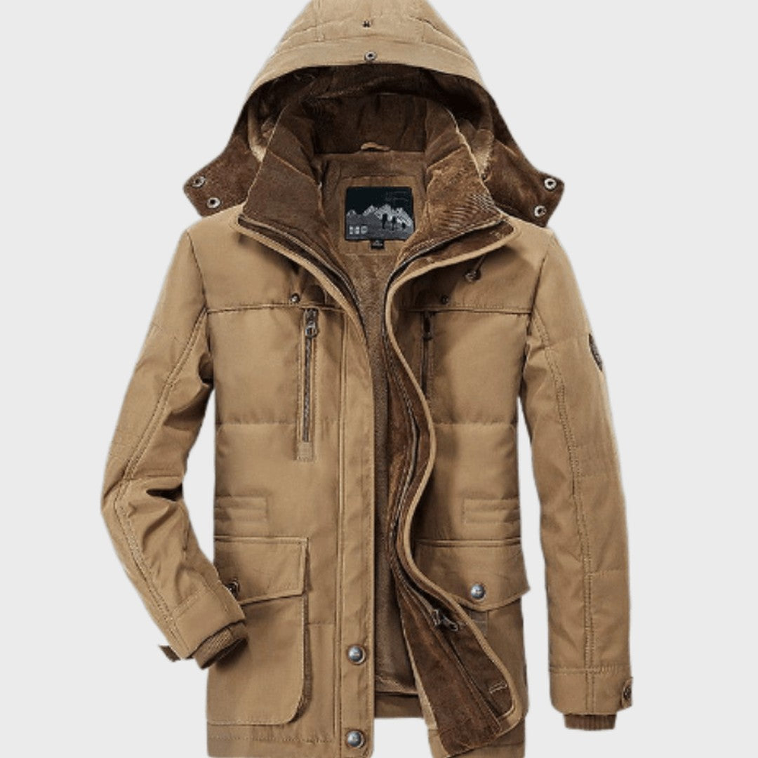 Fleece-Lined Hooded Coat with Flap Pockets