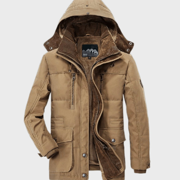 Fleece-Lined Hooded Coat with Flap Pockets