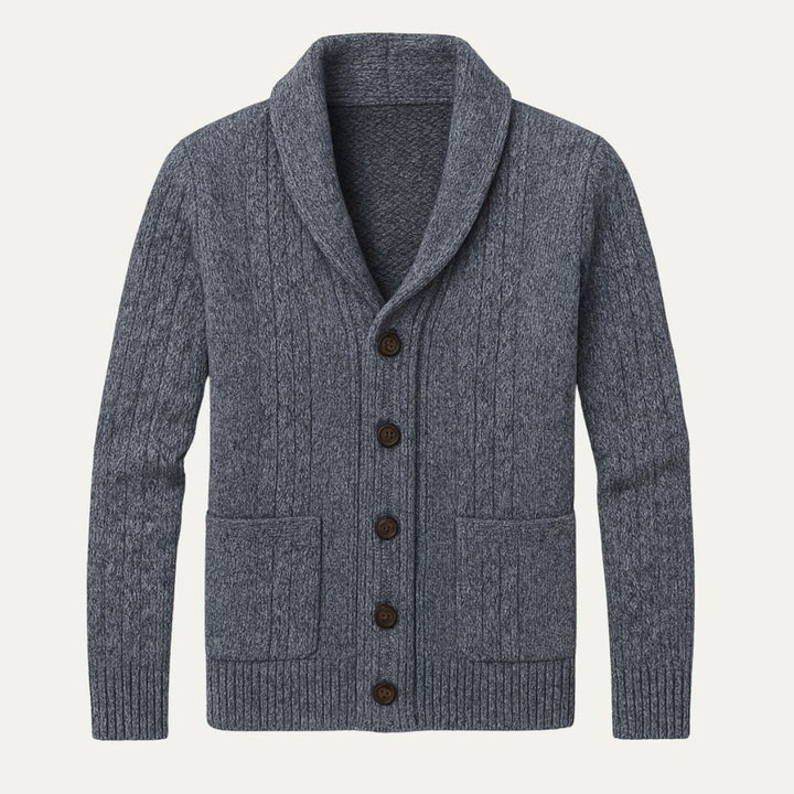 Cable-Knit Shawl Collar Cardigan