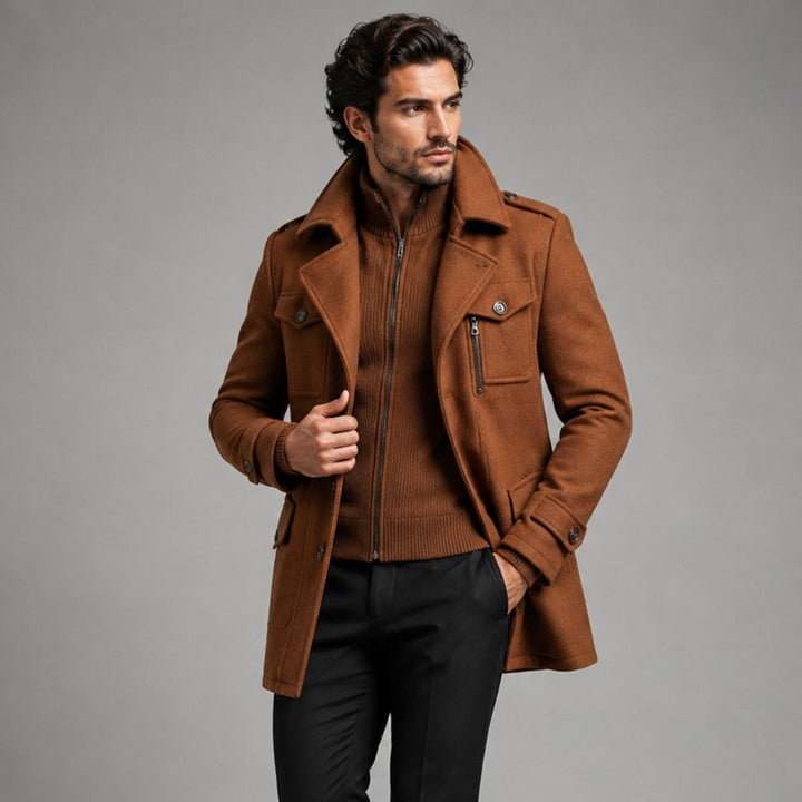 The Kensington Men’s Double Collar Business  Wool Trench Coat