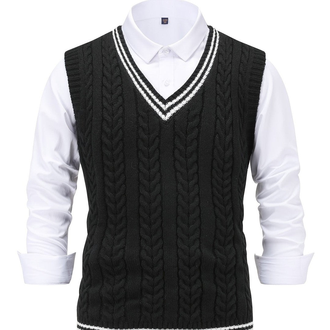 Gideon | Cable-Knit V-Neck Sweater Vest
