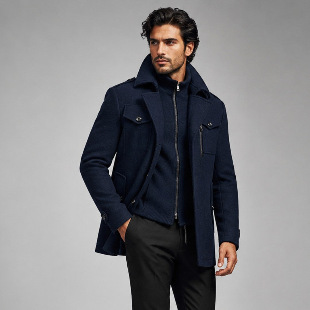 The Kensington Men’s Double Collar Business  Wool Trench Coat