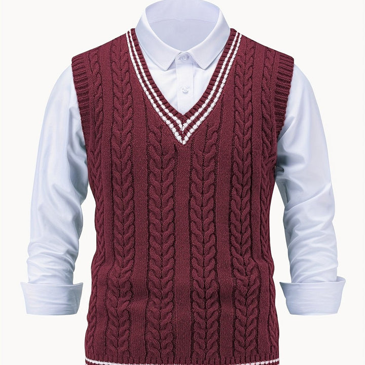 Gideon | Cable-Knit V-Neck Sweater Vest