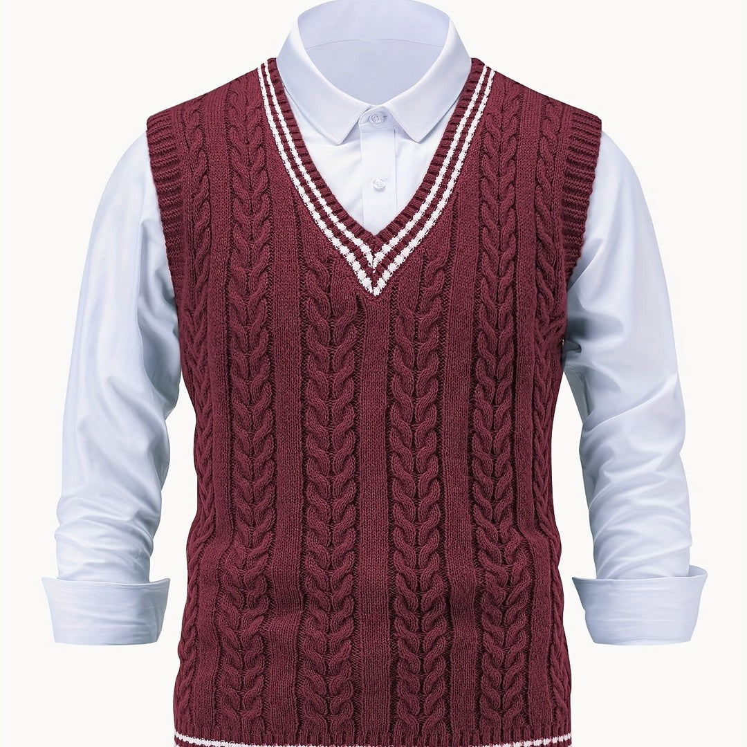 Gideon | Cable-Knit V-Neck Sweater Vest