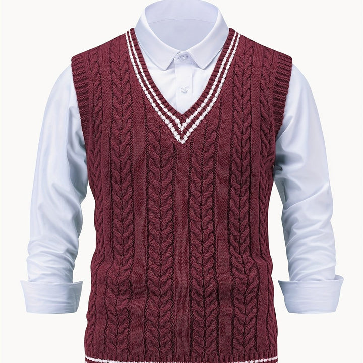 Gideon | Cable-Knit V-Neck Sweater Vest