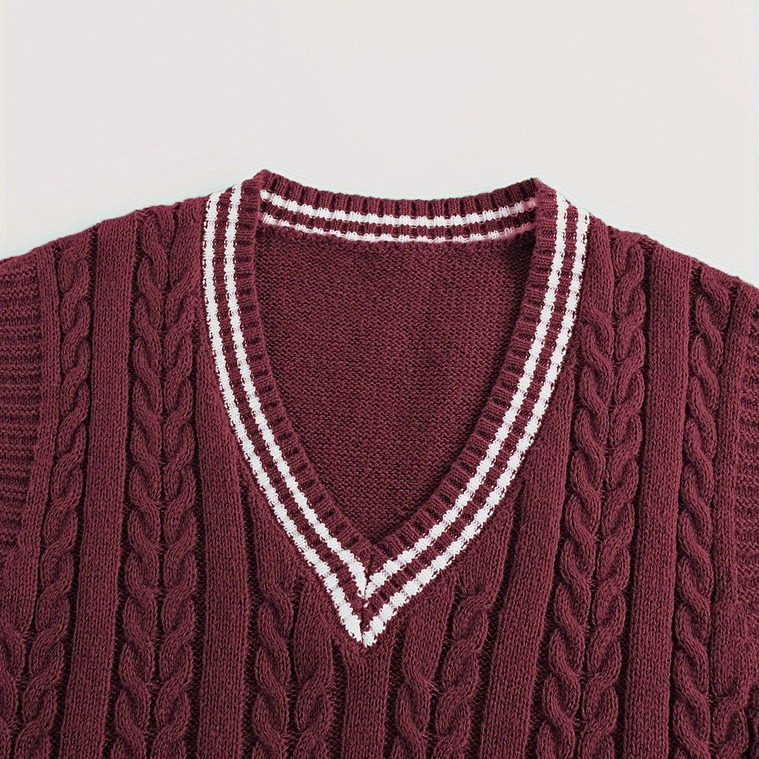 Gideon | Cable-Knit V-Neck Sweater Vest