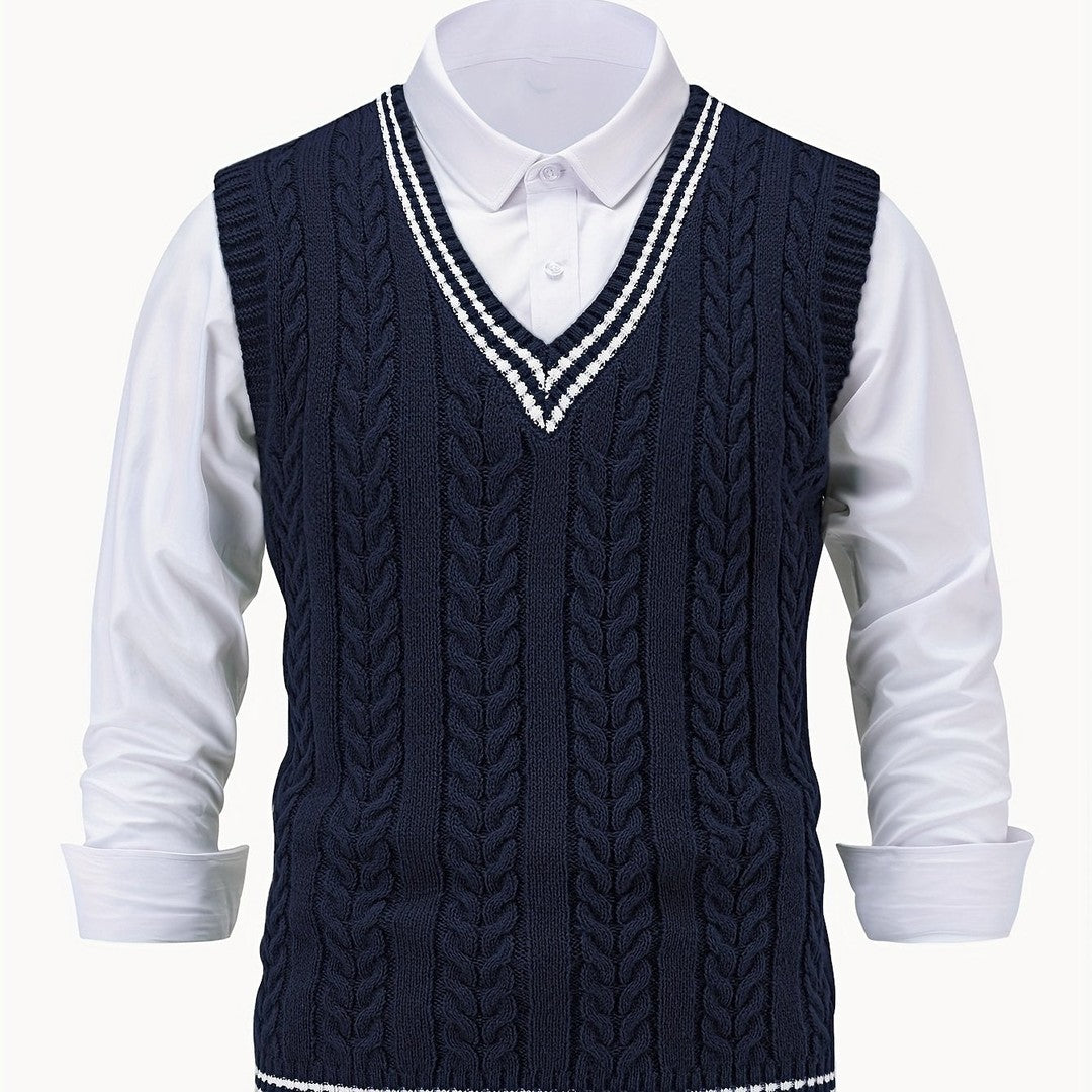 Gideon | Cable-Knit V-Neck Sweater Vest