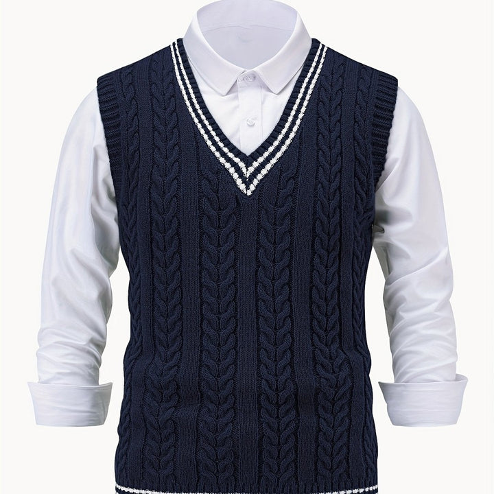 Gideon | Cable-Knit V-Neck Sweater Vest