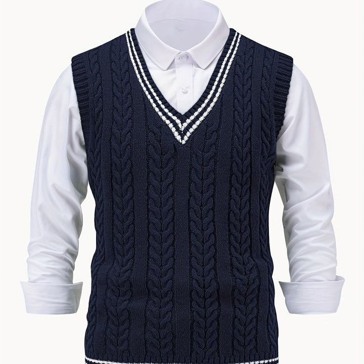 Gideon | Cable-Knit V-Neck Sweater Vest