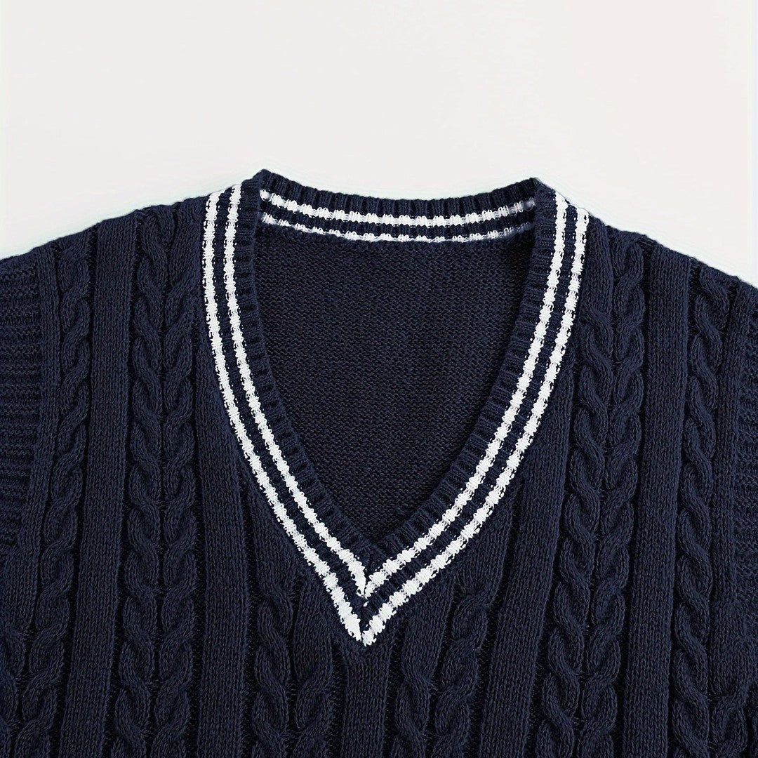 Gideon | Cable-Knit V-Neck Sweater Vest