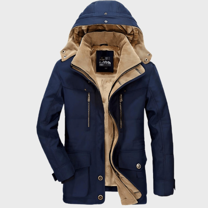 Fleece-Lined Hooded Coat with Flap Pockets