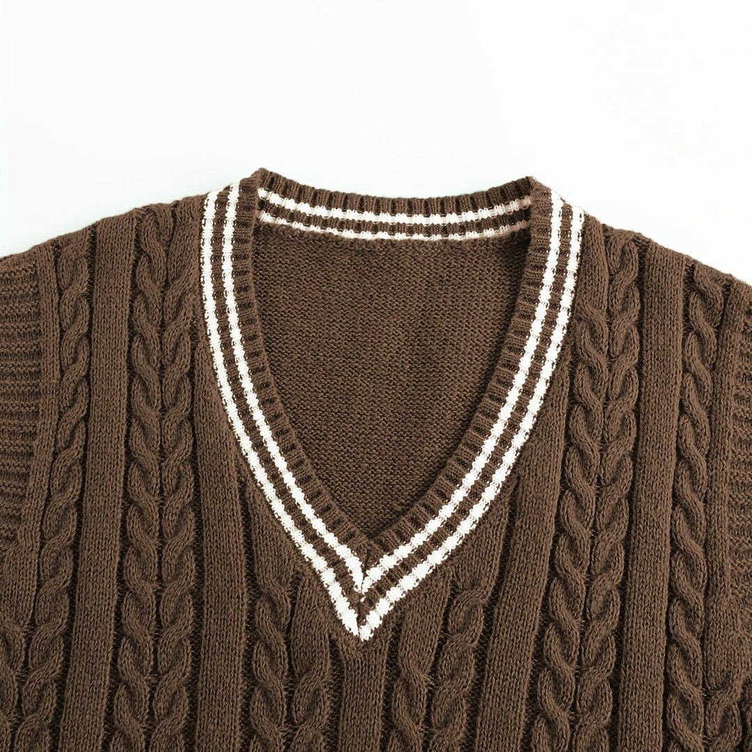 Gideon | Cable-Knit V-Neck Sweater Vest