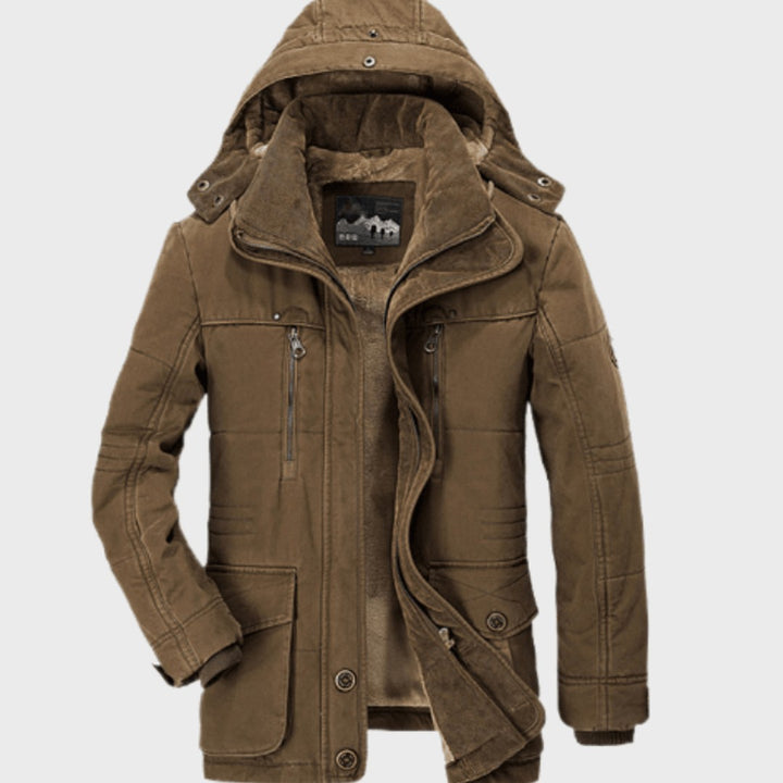 Fleece-Lined Hooded Coat with Flap Pockets