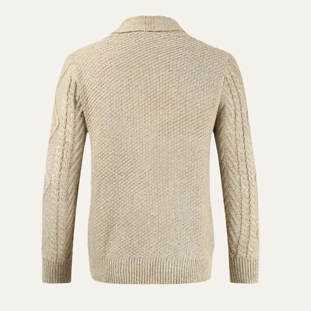 Cable-Knit Shawl Collar Cardigan