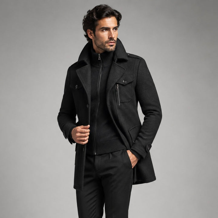 The Kensington Men’s Double Collar Business  Wool Trench Coat