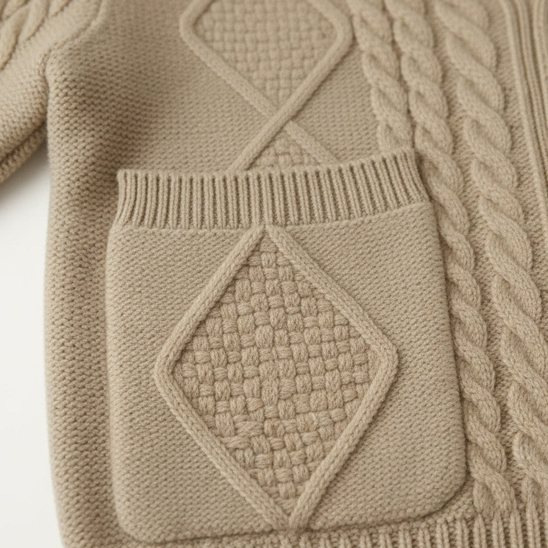 Cable-Knit Shawl Collar Cardigan