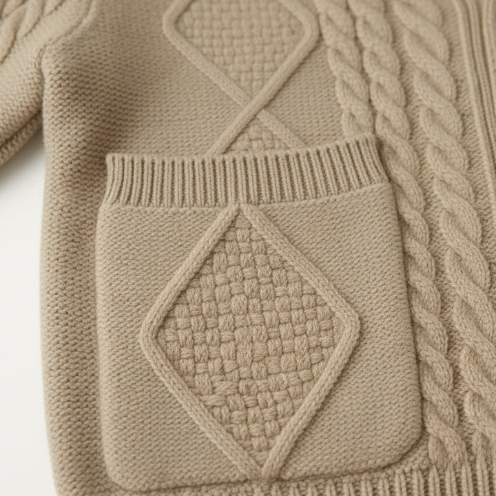 Cable-Knit Shawl Collar Cardigan