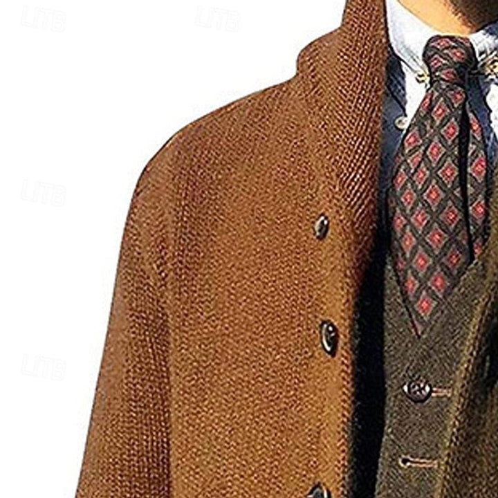 Colour-Block Shawl Collar Cardigan