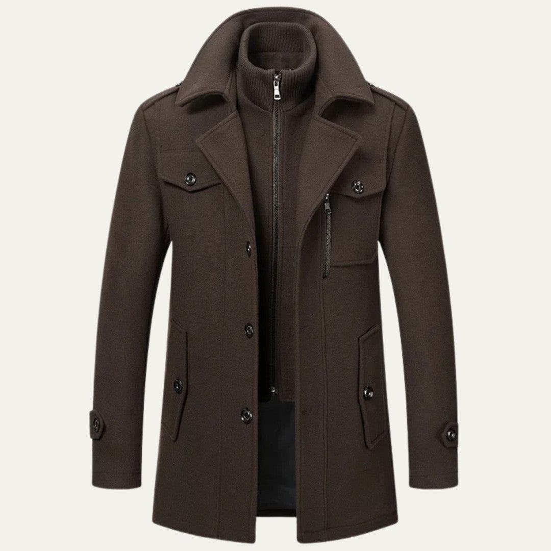 The Kensington Men’s Double Collar Business  Wool Trench Coat