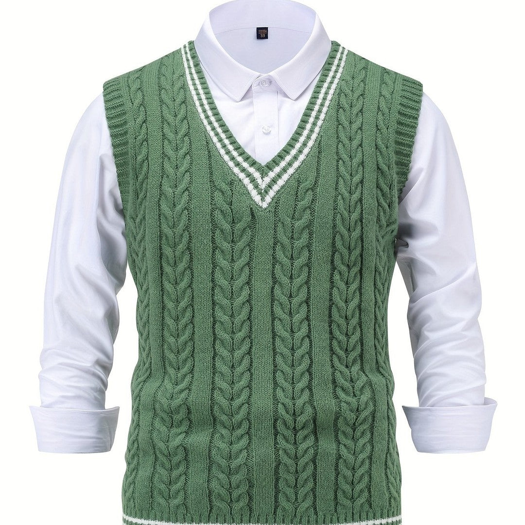 Gideon | Cable-Knit V-Neck Sweater Vest