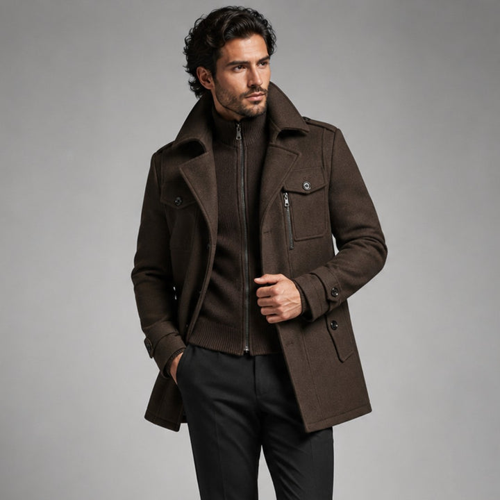 The Kensington Men’s Double Collar Business  Wool Trench Coat