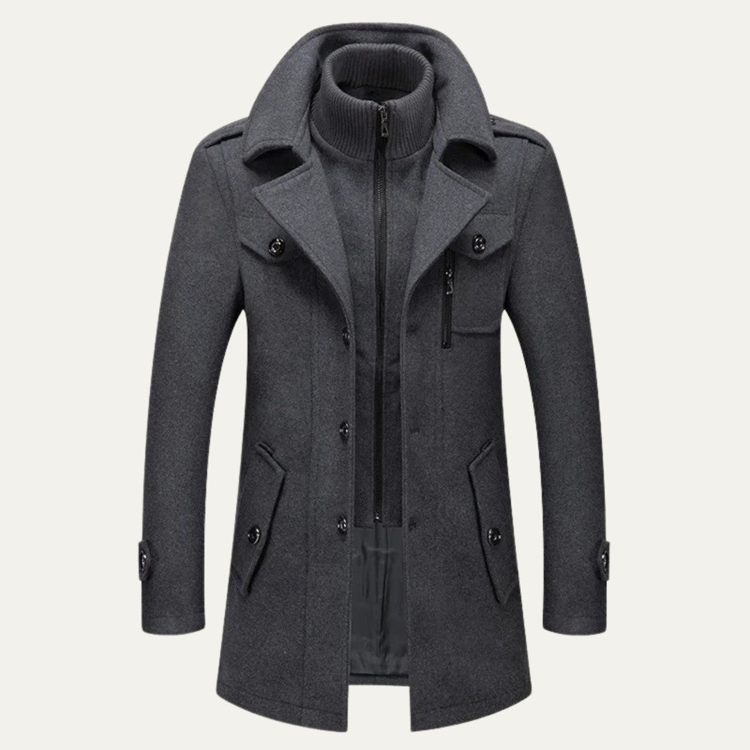 The Kensington Men’s Double Collar Business  Wool Trench Coat