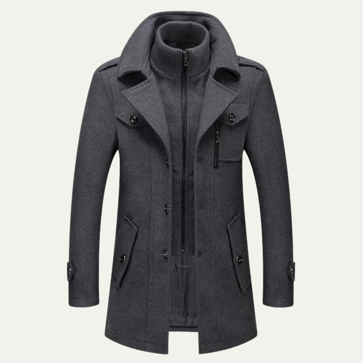 The Kensington Men’s Double Collar Business  Wool Trench Coat