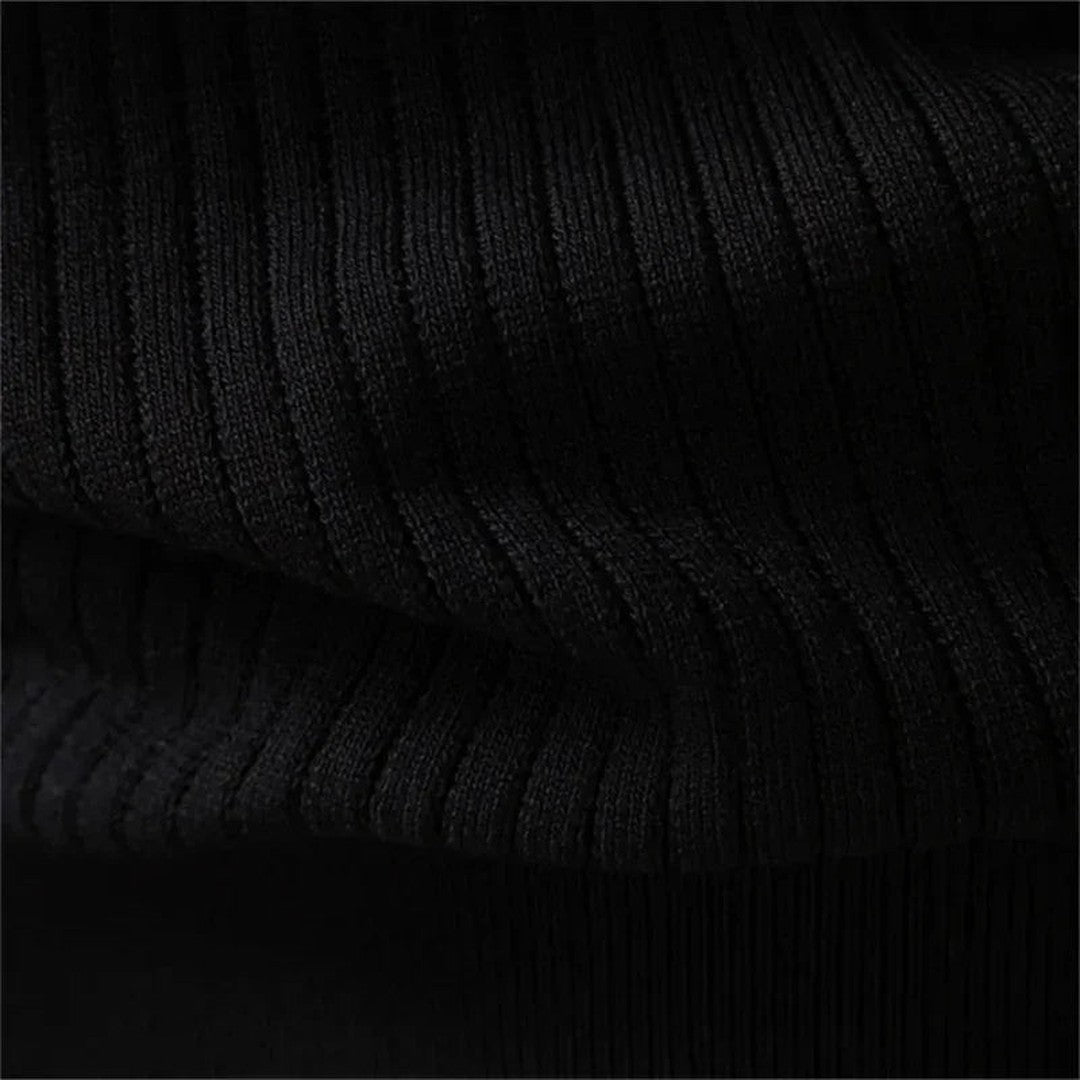 Vertical Rib Three-Button Henley Sweater