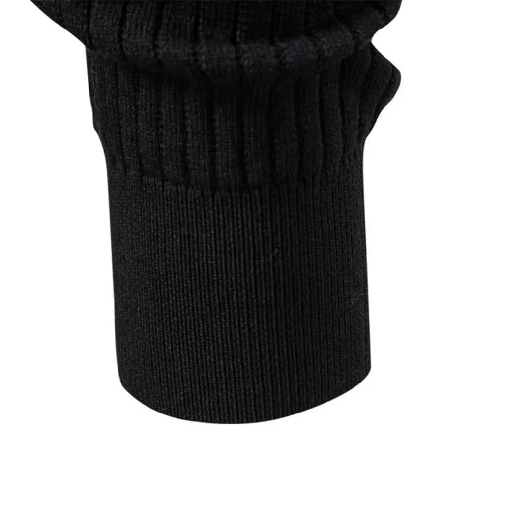 Vertical Rib Three-Button Henley Sweater