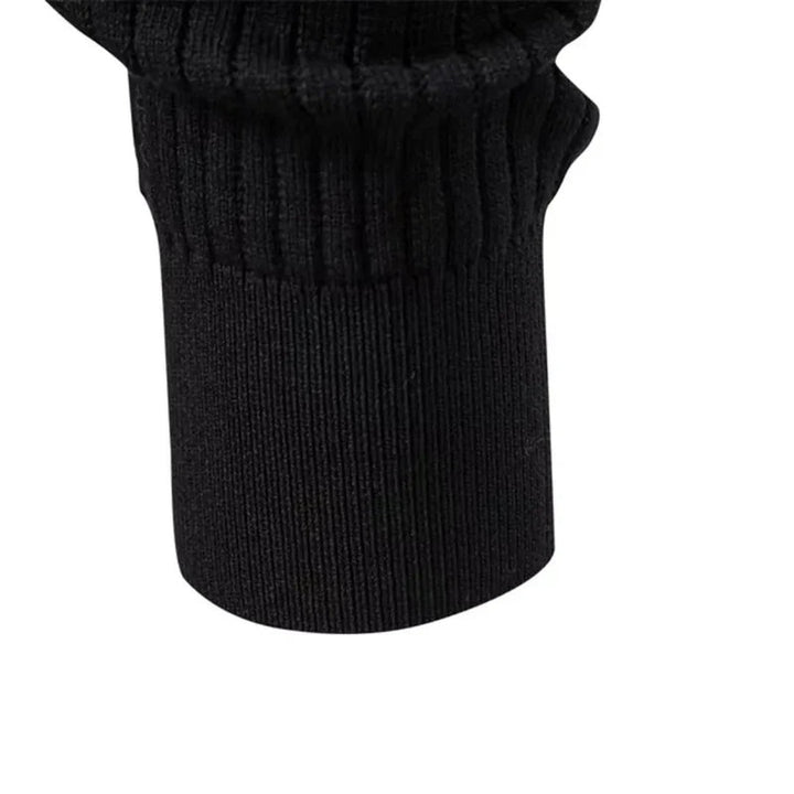 Vertical Rib Three-Button Henley Sweater