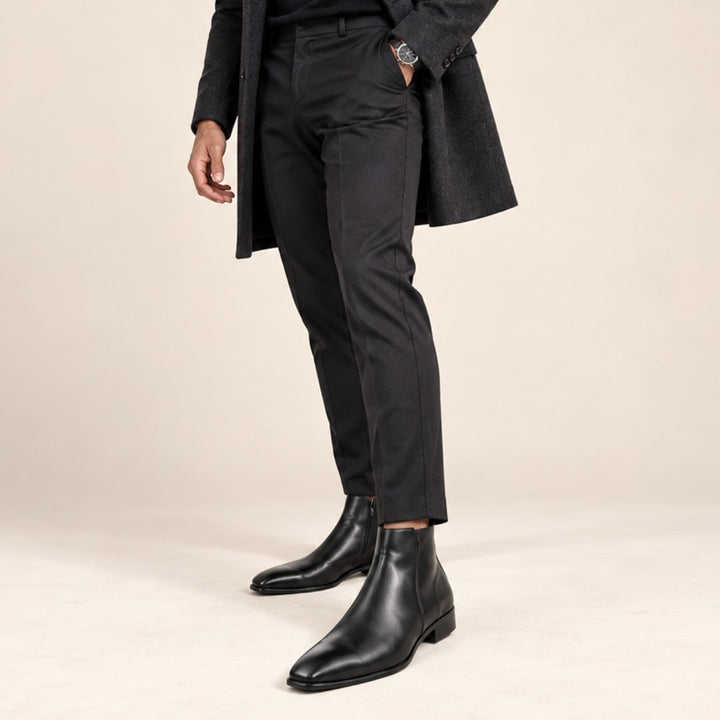 Leather-Look Side-Zip Ankle Boots