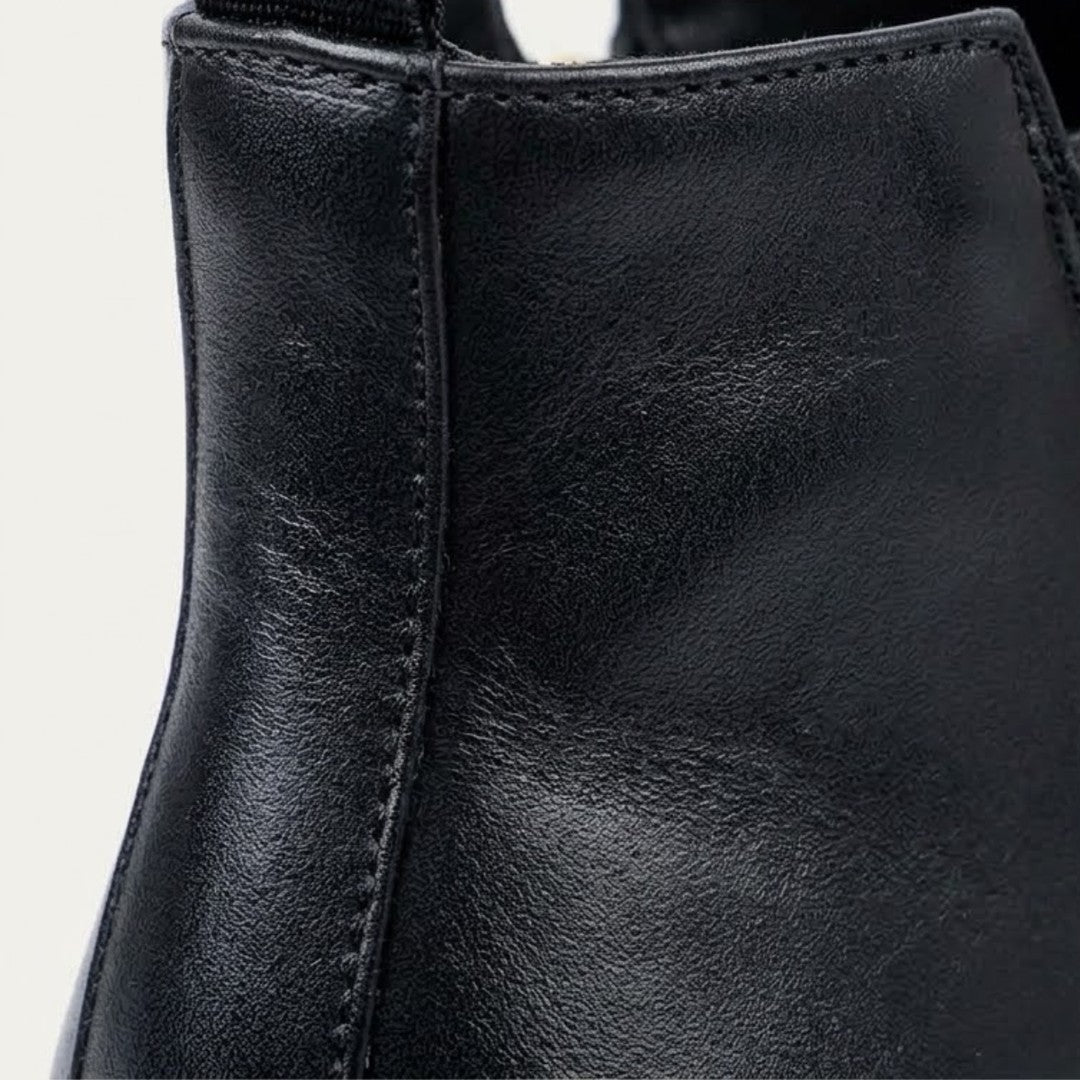 Leather-Look Side-Zip Ankle Boots
