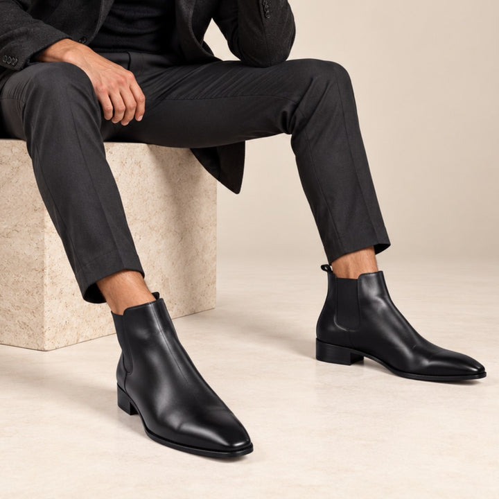 Leather-Look Side-Zip Ankle Boots