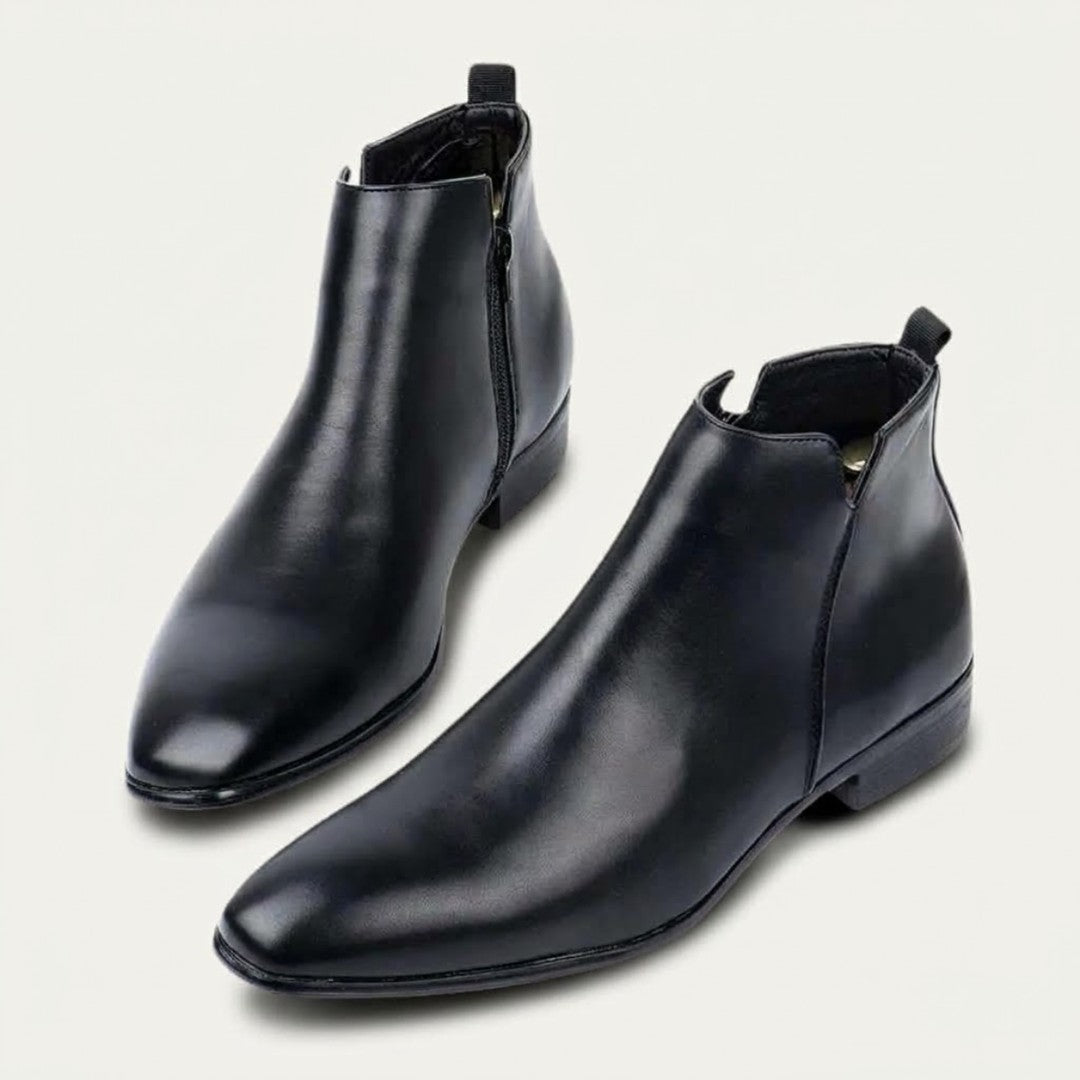 Leather-Look Side-Zip Ankle Boots