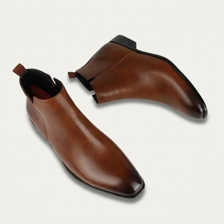 Leather-Look Side-Zip Ankle Boots