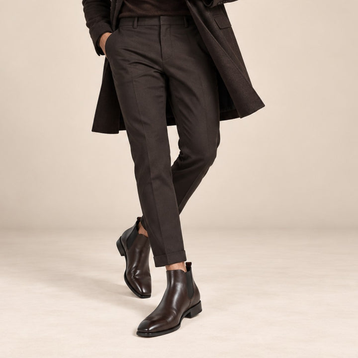 Leather-Look Side-Zip Ankle Boots