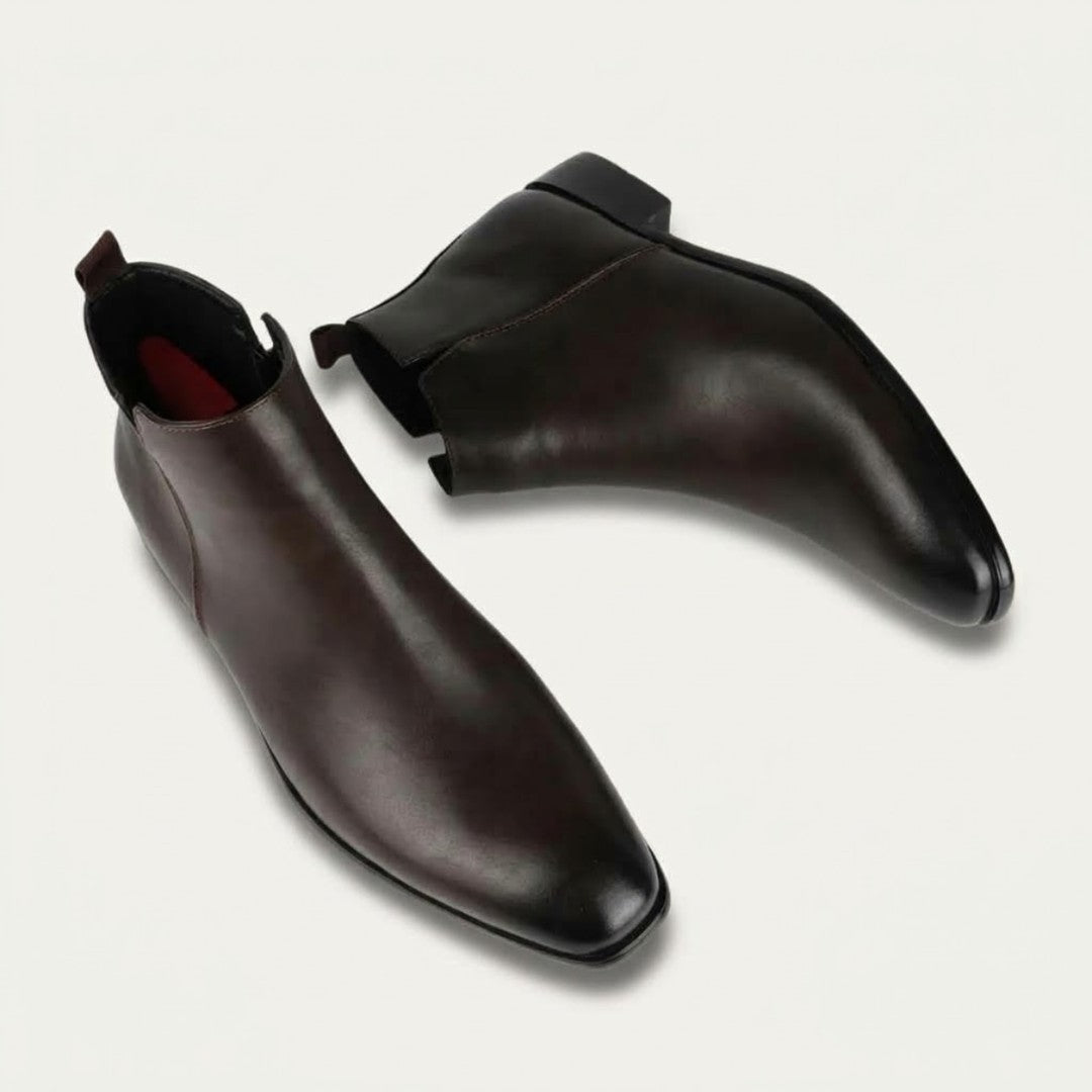 Leather-Look Side-Zip Ankle Boots